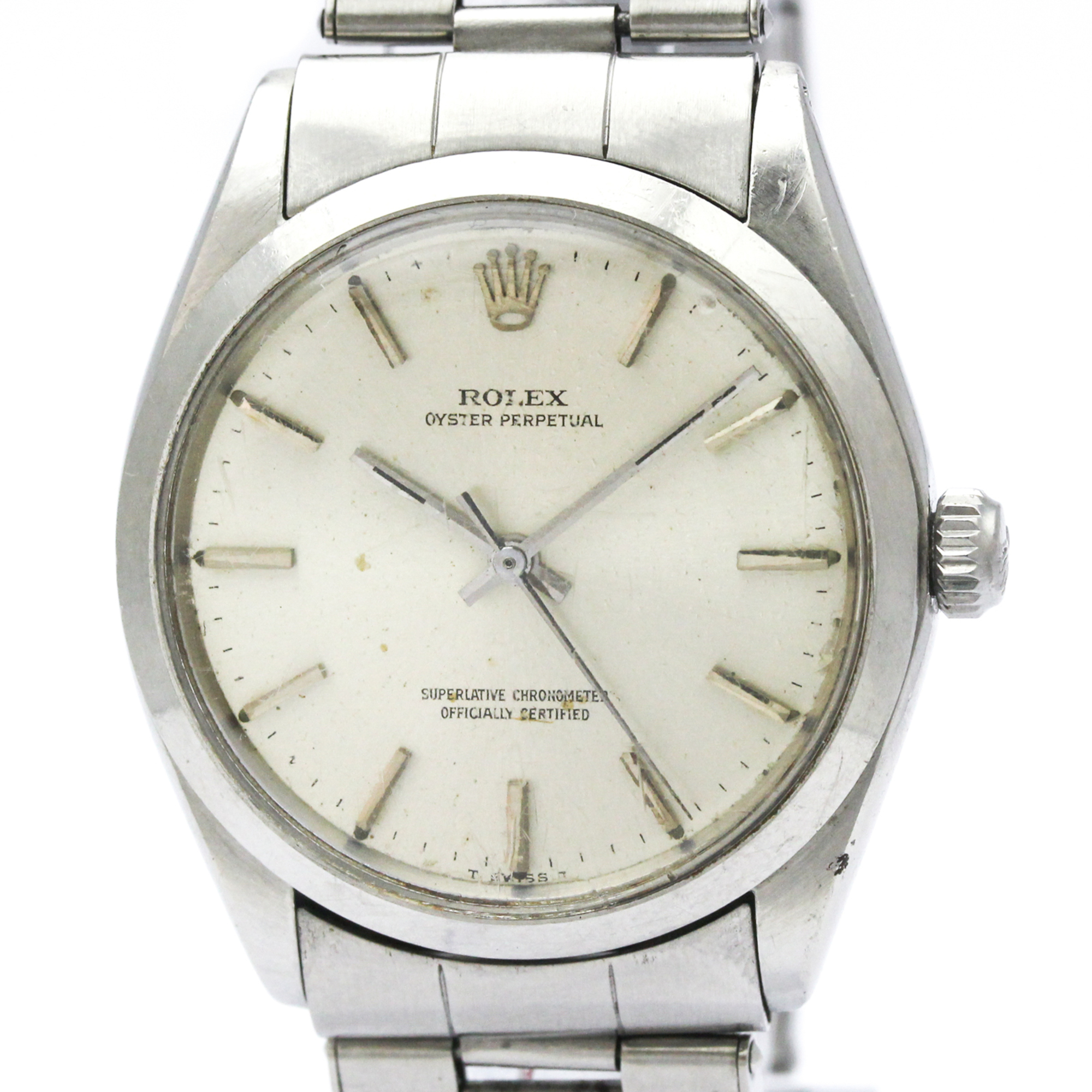 Rolex Oyster Perpetual 1002 Steel Automatic Mens Watch Vintage